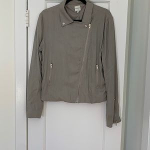 Beige linen bomber style jacket